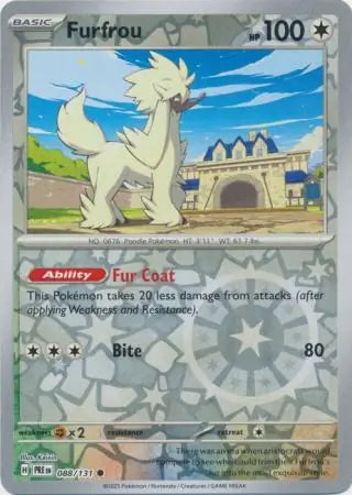 Prismatic Evolutions Furfrou #088/131 reverse holo